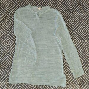 Lavon Teal V-Neck Long Sleeve Shirt - Women's, Size L - 100% Cotton